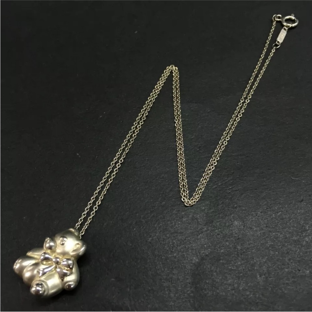 Tiffany&Co. Silver 925 Teddy Bear Motif Pendant Necklace/3AC2064